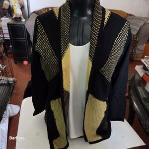 Patrizia Luca, Milano, Geometric Open Front Cardigan Sweater, Size XL